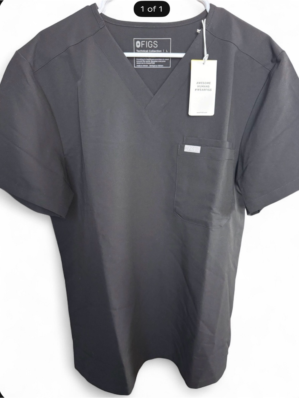 Figs Men's Short Sleeve V-Neck Top - Black